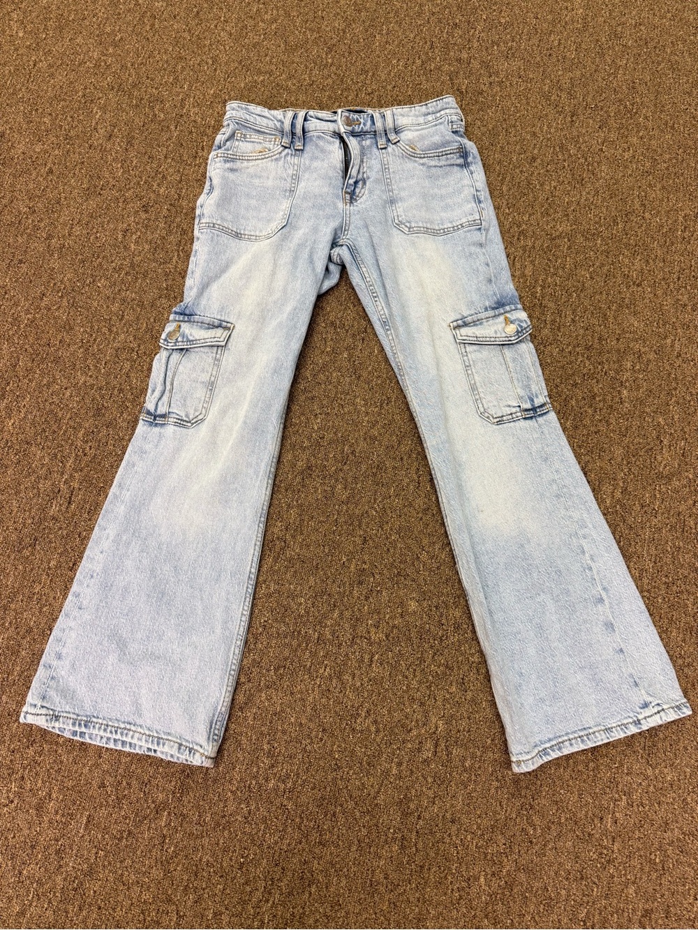 Aeropostale Aero Mid Rise Flare Utility Jeans Womens 2S Blue Light Wash Stretch